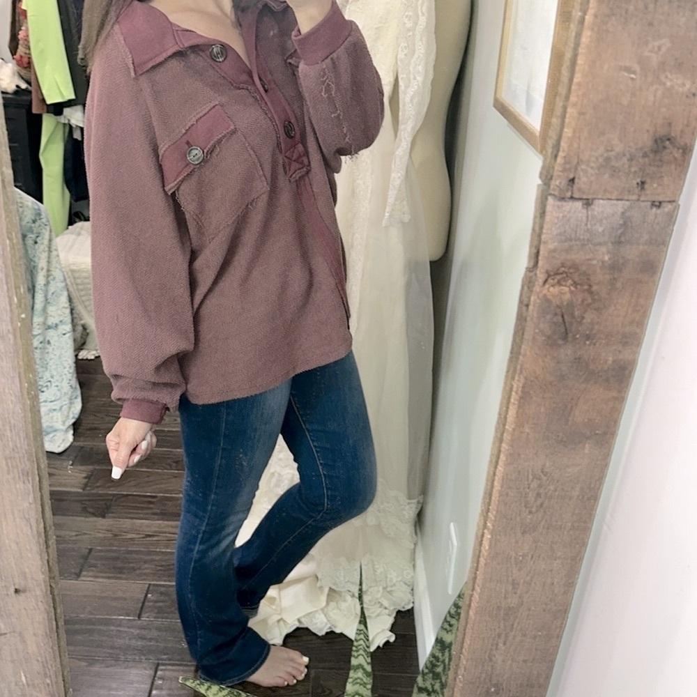 Bucket List Women's Mauve Button-Up Pullover Shir… - image 4